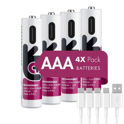 4 Акумулаторни батерии ААА 1.5V Li-Ion 500 mAh + USB Type C - Uniross